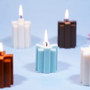 geometric soy wax pillar candle