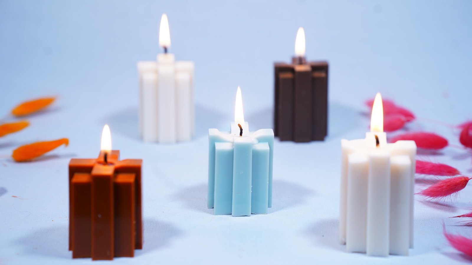 geometric soy wax pillar candle