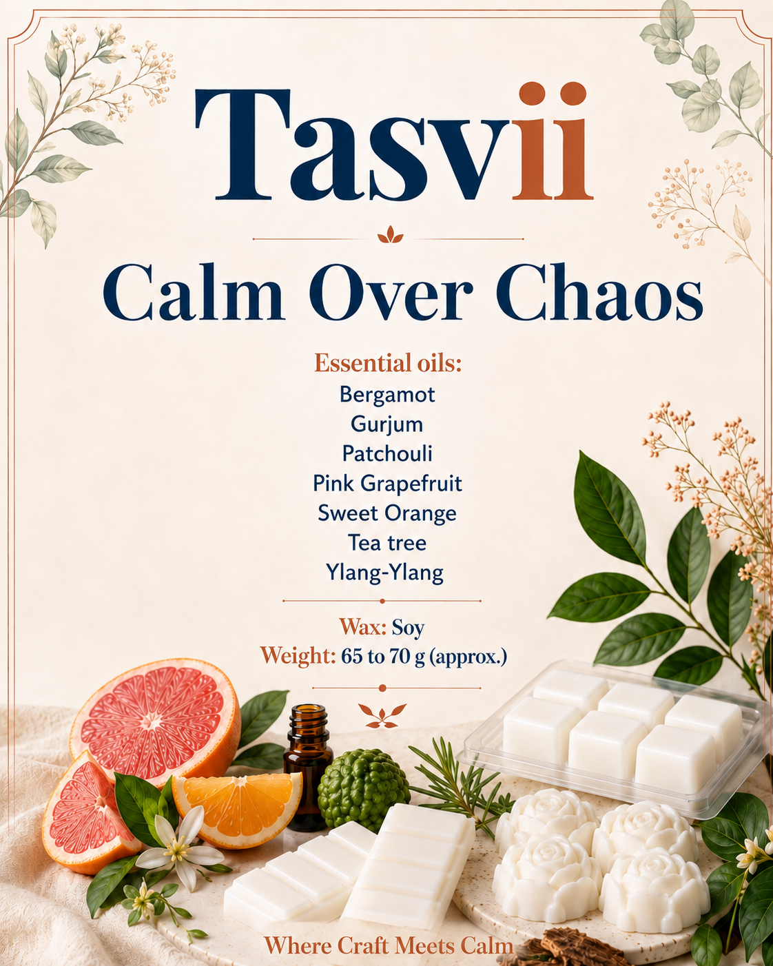 Clam Over Chaos – Essential Oil Wax Melts (Citrus • Floral • Grounding) - Image 5