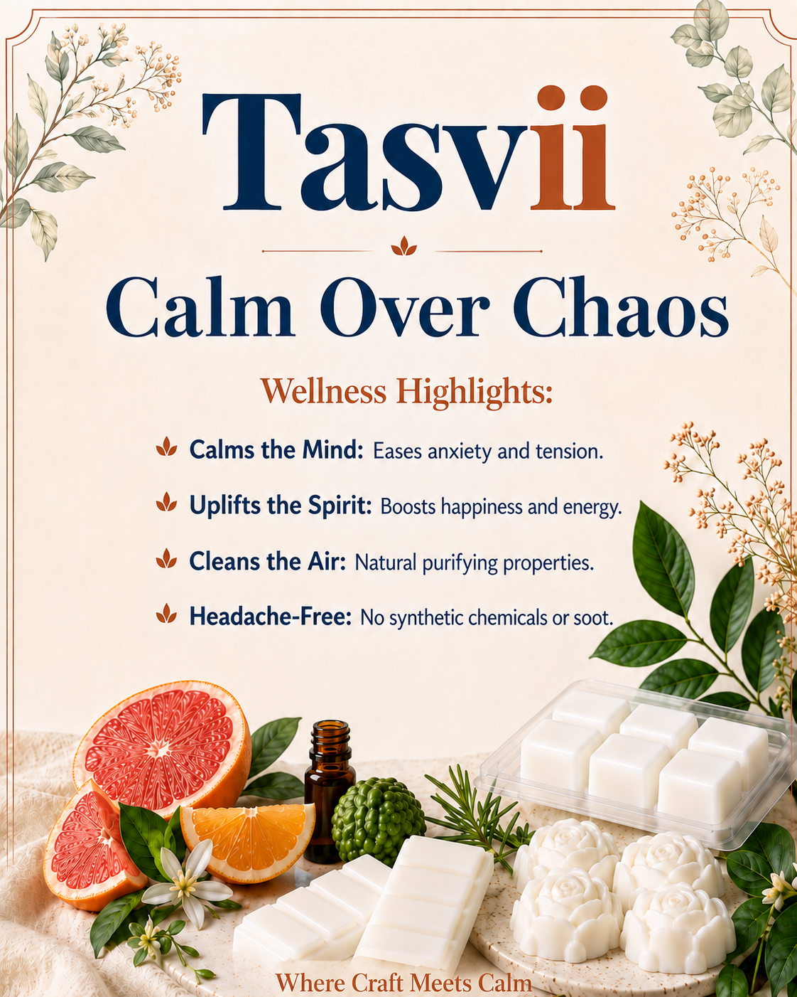 Clam Over Chaos – Essential Oil Wax Melts (Citrus • Floral • Grounding) - Image 6
