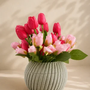 Ribbed Pebble Vase - pista green
